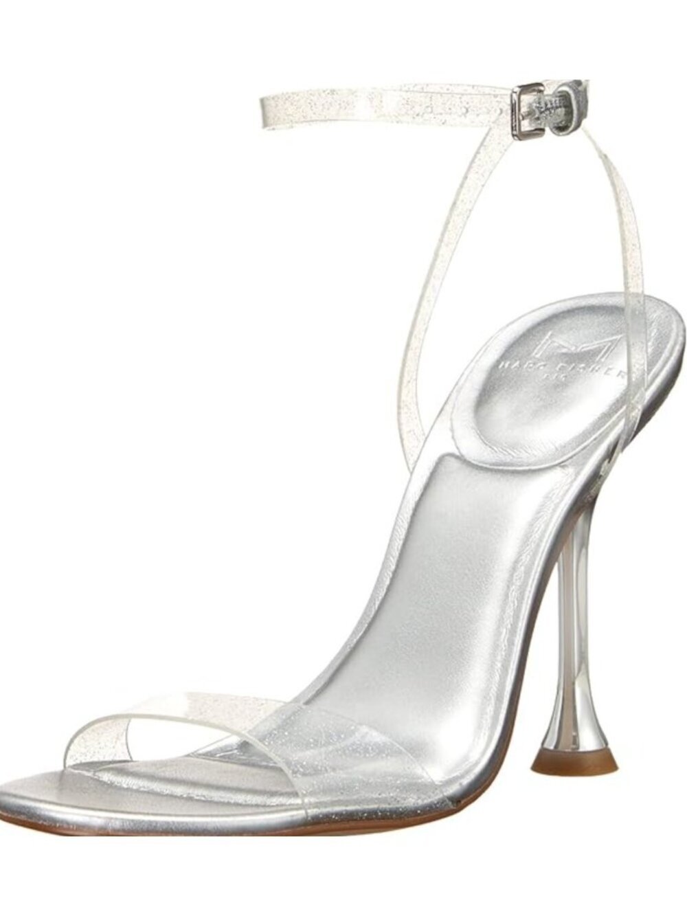 Marc Fisher LTD Women's Calisty Siver Clear Strap Heeled Sandal Sz 8